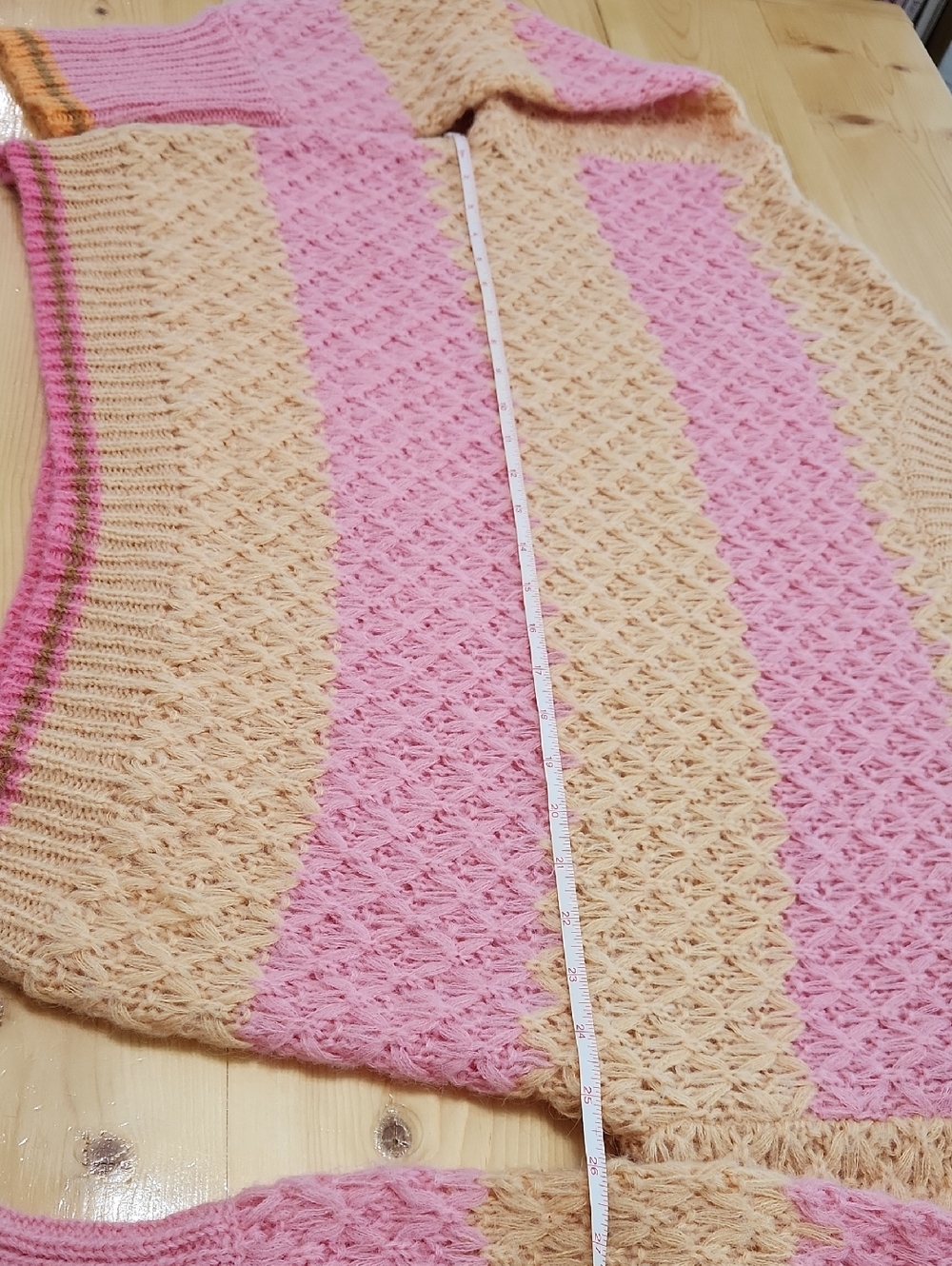 Lalavon Cozy Aesthetic Sweetheart Stitch Striped Cropped Sweater Pink Yellow M - Picture 14 of 16